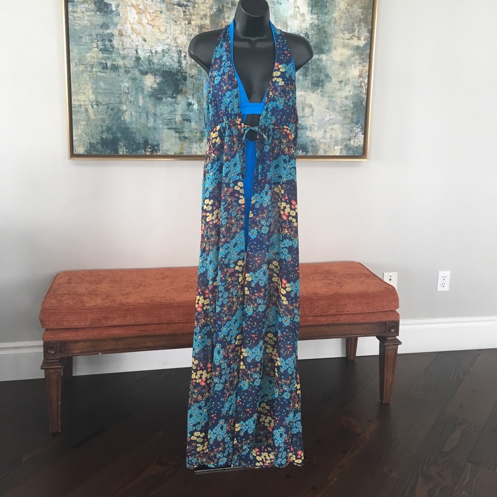 Miken Maxi Cover Up Duster Floral Size L
